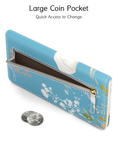 Nipichsha Womens Wallet, RFID Slim Wallet, Credit Card Holder Purse, Leather Bifold (Flowers Dog) - color: Flowers Dog