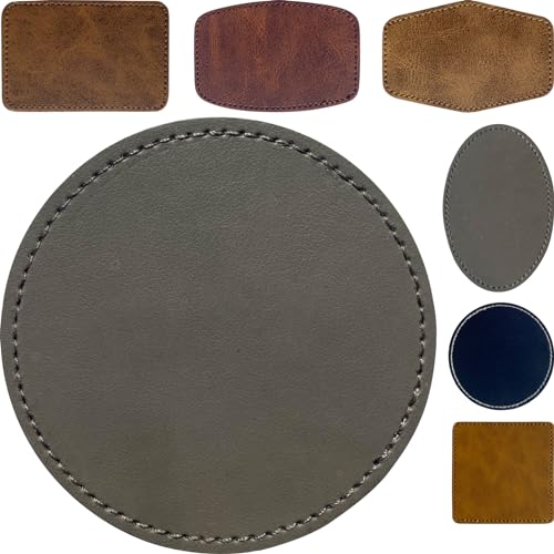 Gray/Grey Blank Leather Hat Patches for Laser Engraving(Ø2.5 Inch),Round/Circle Leatherette Patches Iron-on with Heat Press Adhesive Backing (Pack of 30) - color: Gray, size: Round