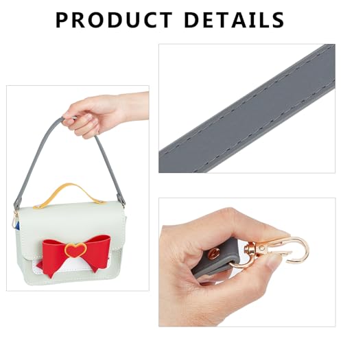 GORGECRAFT 2Pcs 47cm Leather Purse Strap Gray Short Shoulder Bag Straps Replacement Imitation Leather Bag Handles with Golden Alloy Swivel Clasps for Underarm Bag Handbag Tote Satchel Purse Making - color: Gray