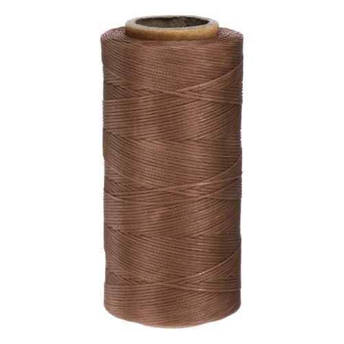 Uxcell 150D 0.8mm Flat Waxed Thread, 284 Yards, Polyester, Light Brown, 1 Roll - color: Light Brown