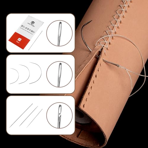 WUTA 22 Pcs Sewing Thread Kit, 17 Pcs Sewing Needles with Seam Ripper Leather Hand Sewing U-Shaped Scissors Metal Sewing Thimble for DIY Leather Craft, Sofa, Shoe, Backpack - color: 40Pcs