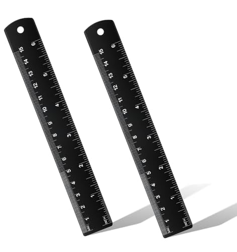 2 Pack 6 Inch Metal Ruler, Metal Ruler 6 Inch, Measuring Tool