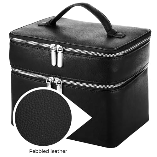Makeup Vanity Bag for Women - Large Capacity Cosmetic Organizer with Removable Liner, Waterproof PU Leather Skincare Bag, Portable Chic Cosmetic Make Up Case for Skincare, Accessories,StyleC, Black - color: Black, size: StyleC