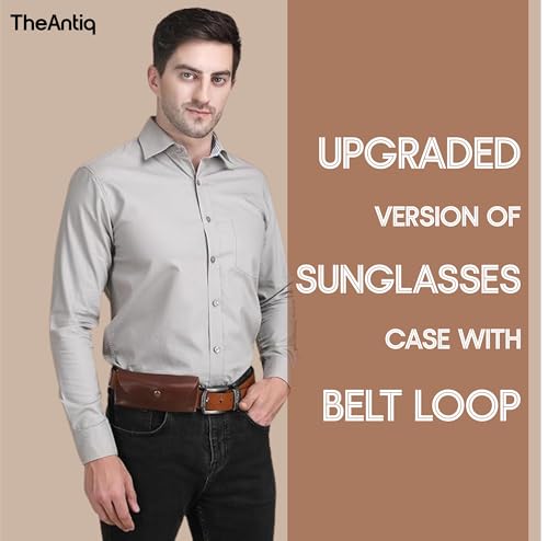 Leather Sunglasses Case Genuine Eyeglass Holder Reading Glasses Protector Vintage Eyewear Storage for Men and Women - color: Tan Leather Sunglass Case Holder