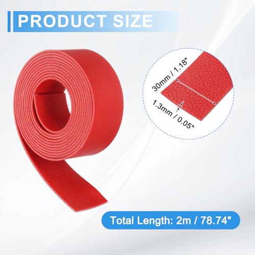 uxcell Leather Straps, 1.2 Inch Wide 79 Inch Long Soft Flat Leather Strips Cord for Craft Projects Tooling Belt Bag Making, Red - color: Red, size: 1.2 Inch Wide 79 Inch Long