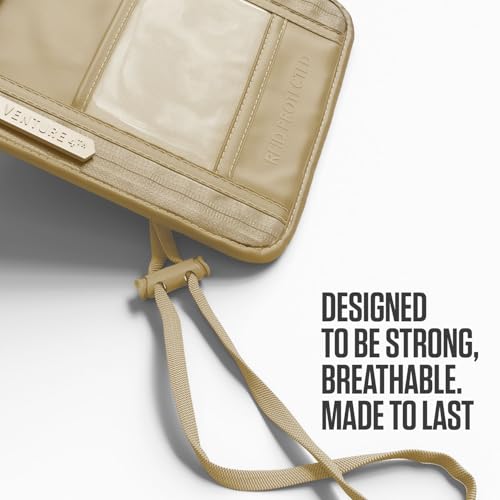 VENTURE 4TH Travel Neck Wallet, RFID Blocking Passport Holder - Sleek Beige - color: Sleek Beige
