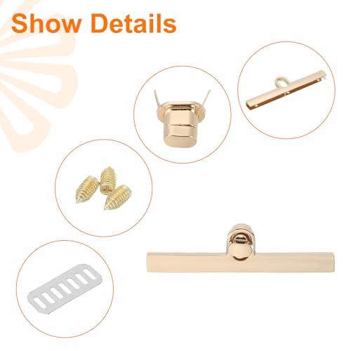 uxcell 2Set Turn Lock Clasp, Press Lock Clasp Closure Twist Turn Locks Hardware Buckle Fasteners for Purse Leather Bag Handbag Making Accessories (97x10mm, Gold) - color: Gold