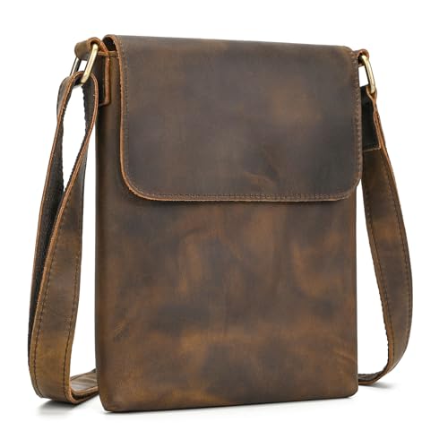Leather Small Messenger Shoulder Bag for Men - color: 316 Brown
