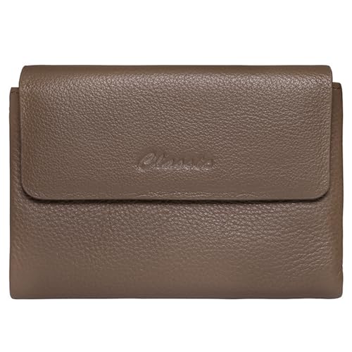 Women's Bifold Wallet, Genuine Leather, Magnetic, ID Window | Holds 10+ Cards, 2 Zip Coin Pockets, Pebbled Cowhide, Snap Closure, Large Capacity, Multiple Colors, Compact 5.5x3.9in - color: B-Coffee