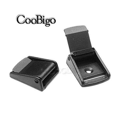CooBigo 5pcs Webbing Cam Buckles Plastic Black Toggle Clip Backpack Straps - color: 1 Inch