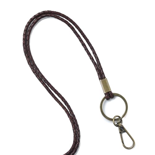 GENIQUE leather lanyards for id badges, key leather lanyard, 21 inch length lanyard leather for keys, id badges, flash drive - color: Antique Brown Distressed