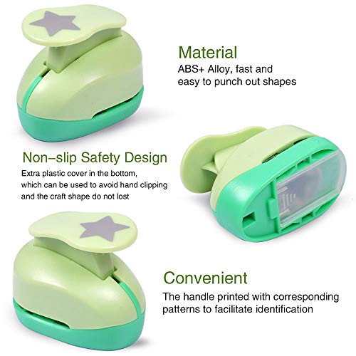 Paper Punches for Crafting Hole Punch fr Kids 1 Inch Craft Hole Punch Shape | 6PCS Star Heart Flower Punch Kids Hole Puncher Shape Cutters for Crafts for School Crafting & DIY Projects - style: 6 Diffrent Shapes Set 1