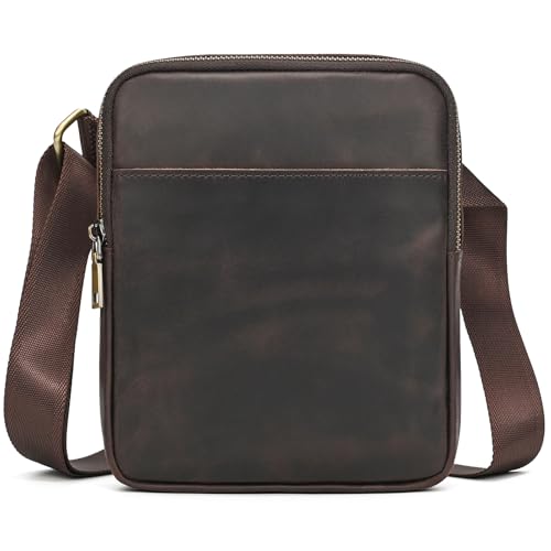Leather Small Messenger Shoulder Bag for Men - color: 315 Dark Brown
