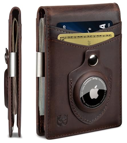 SERMAN BRANDS Money Clip Wallet - Mens Wallets slim Front Pocket RFID Blocking Card Holder Minimalist Mini Bifold - color: Texas Brown Transformer Air