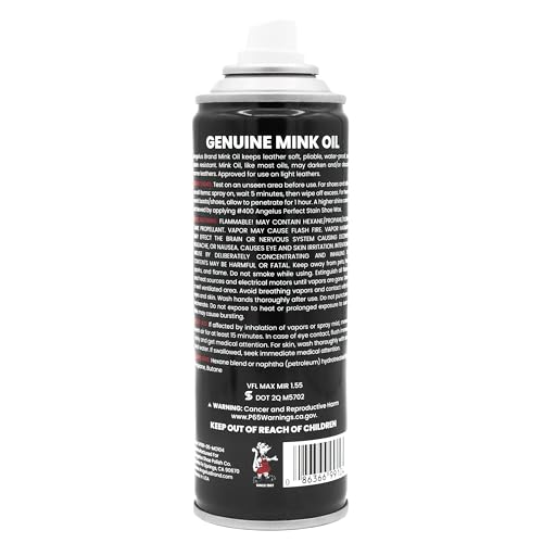Angelus Genuine Professional Mink Oil Conditioner Spray, 5.5 oz - Premium Leather Conditioner, Waterproofs, Softens, Extends Life of Leather Shoes, Boots, Gloves, Saddles - for Suede, Nubuck, Vinyl