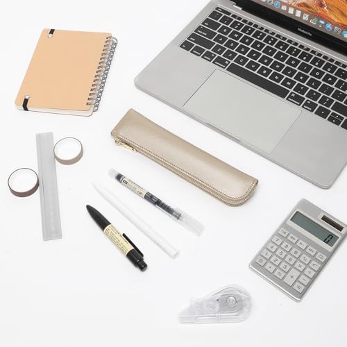 Slim Pencil Case Small Pencil Pouch Pen Case (Pearl White Tea/FL) - color: Pearl White Tea