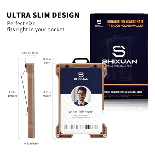 ID Badge Holder with Retractable Clip, Credit Card Holder, Keychain Wallet, Name Badge Holders, Business Card Holder, and Money Clip for Men and Women (Khaki) - color: Khaki