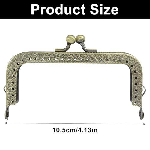 Zorveiio 2 Pcs 10.5cm Metal Kiss Clasp Purse Frame Lock | Arch Square Frame, For Bag Making, DIY Sewing Craft, Wallets & Handles Bags - color: Bronze-2PCS, size: 10.5cm