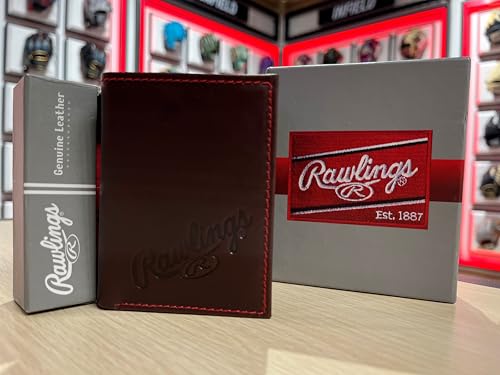 Rawlings | Men's Trifold Wallet Collection | Genuine Leather | Multiple Styles & Colors - color: Dark Brown | Debossed Logo
