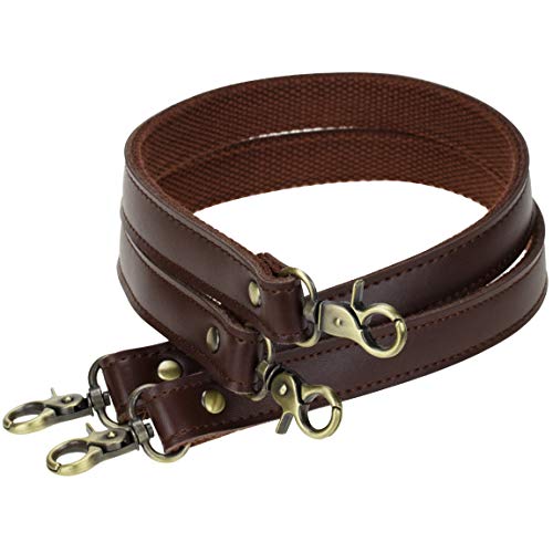 Allzedream Genuine Leather Purse Strap Sewing Canvas Replacement Handbag Shoulder Bag 2 Pcs - color: Coffee