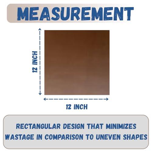 12x12 Inch Full Grain Cowhide Leather Sheet for Crafting & Tooling – 2mm Thick Genuine Leather Square for DIY Wallets, Belts, Holsters, Knife Sheaths, Leatherworking Projects(Brown)