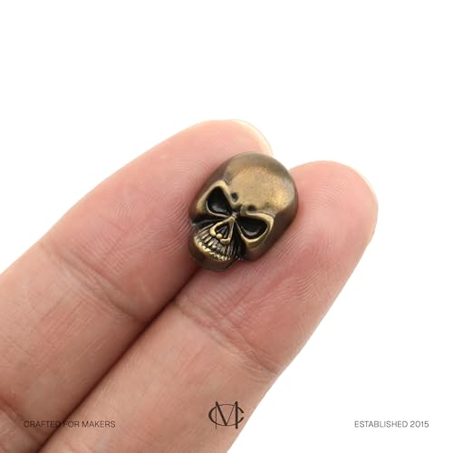 CRAFTMEMORE Skull Rivets Metal Ghost Skull Rapid Rivet Decorative Stud Punk Buttons for Bracelets Bags Belts Shoes Leathercraft Pack of 10 SK02 (Bronze) - color: Bronze