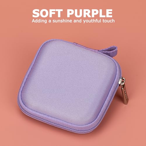 Ginsco Mini-Portable Hard Shell Square Earbuds Case for Apple EarPods/Samsung Galaxy Wired/Wireless Earbuds, Cell Phone Accessories Organizer with Carabiner for Earphones - color: Purple, size: Slim