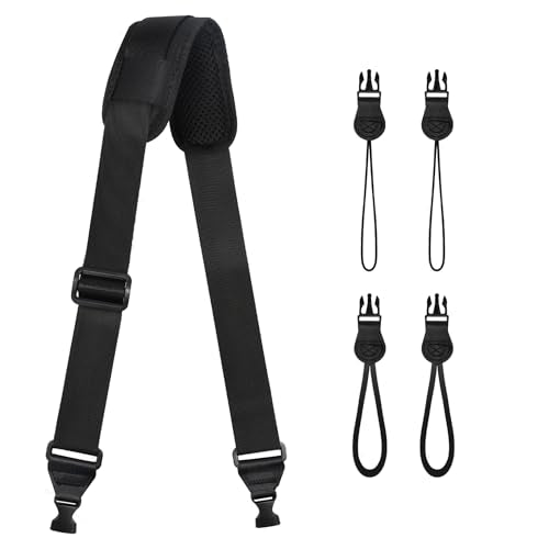 TIMISM Shoulder Strap with Pad, 2 Sets of Quick Release Buckles, Black | Adjustable between 39" to 63", Replacement Comfortable Neck Lanyard for Camera, Tablet, iPad, Laptop, Binocular, Luggage Bag - size: 1 Strap With 2 Sizes of Connector