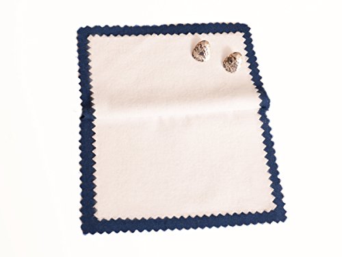 Travel Polishing Cloth Made in USA for Cleaning Silver, Gold and Platinum Jewelry, Watch, Coins. Pure Cotton, Non Toxic Cleaner 7.5 x 8 Inches. Tarnish Remover Protects Keeps Jewelry Clean and Shiny - color: Navy Blue