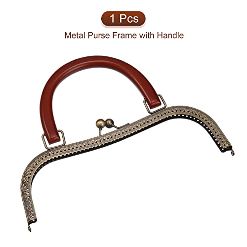 uxcell Metal Purse Frames - 10.6" Kiss Lock Clasp Frame Embossed Clutch Frame with Handle for Coin Purse Handbag Making DIY Craft, Bronze - color: Bronze