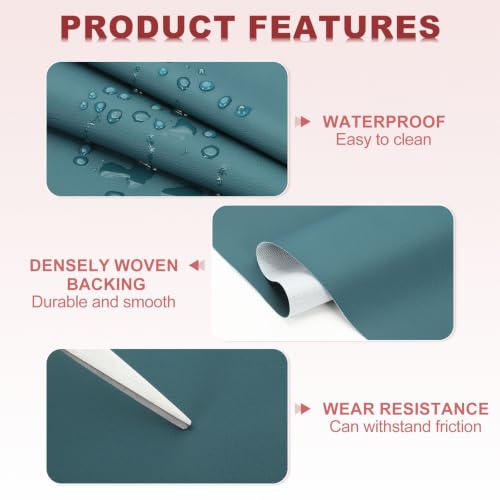 PATIKIL 63x39.4in Faux Leather Sheets, Faux Leather Fabric Sheets Vinyl Fabric Synthetic Soft Waterproof PU for Replacement Upholstery Car Furniture Sofa Boat Marine, Peacock Green - color: Peacock Green