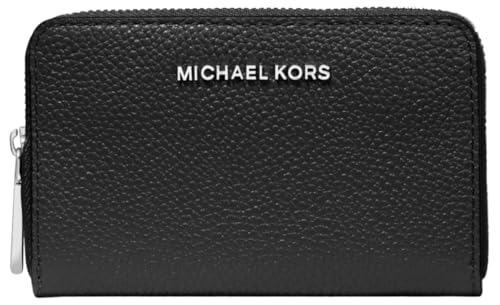 Michael Kors Jet Set Small Zip Around Card Case, Silver-Tone Hardware/Mercer Pebble Leather/Black - color: Silver-Tone Hardware/Mercer Pebble Leather/Black