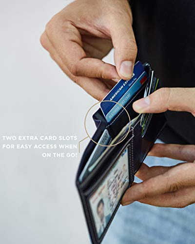 SERMAN BRANDS Mens Slim Bifold Wallet RFID Blocking Minimalist Front Pocket Wallets for Men - Thin & Stylish - color: Z. Atlantic Blue Elite