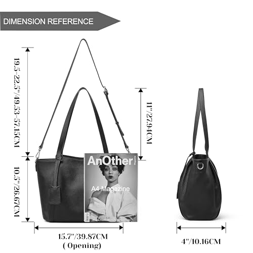 DAILANDO Genuine Leather Tote Bag for Women Large Top Handle Shoulder Purse - color: 1-black