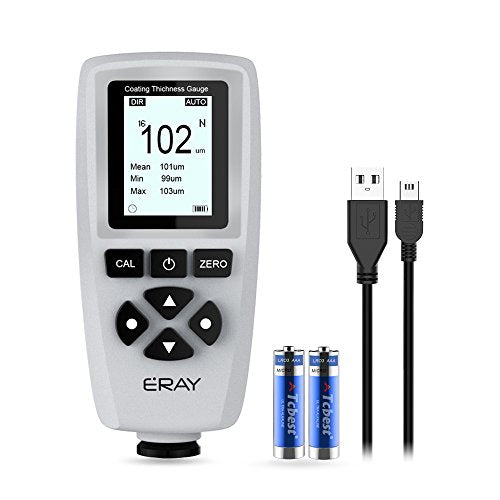 ERAY Mil Thickness Gauge, Coating Thickness Gauges with Backlight LCD Display | Paint Depth Gauge Meter for Car Automotive, Limit Alarm/Data Storage/Export Data/PC Software Analysis (Grey) - color: Grey