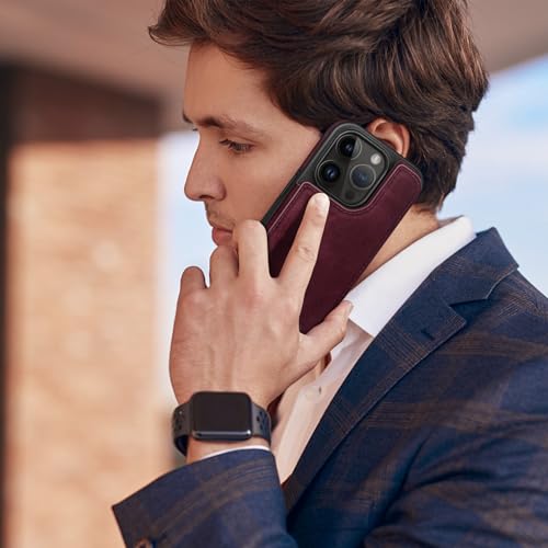 DJDUCK Designed for iPhone 16 Pro Max Case Wallet with Card Holder, [Magnetic Clasp Cover] [RFID Blocking Leather Protection] Shockproof Women Men Cases 6.9 Inch for Apple 16 Pro Max Wine Red - color: Wine Red