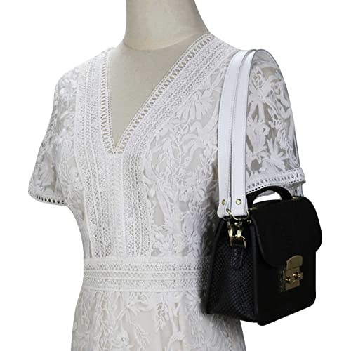 Allzedream Genuine Leather Purse Strap Sewing Canvas Replacement Handbag Shoulder Bag 2 Pcs - color: White