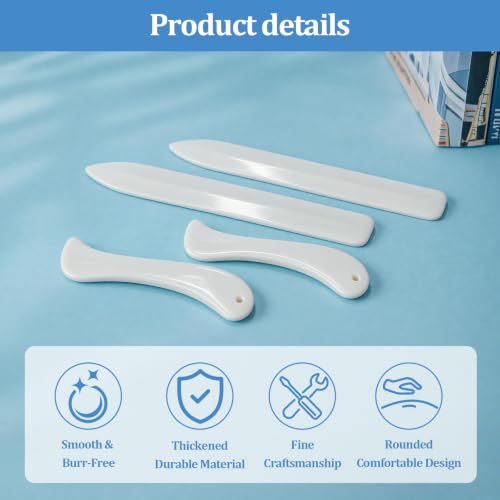 6 Pcs Bone Folder Tool Set for Scoring, Folding, Creasing & Burnishing Paper and Leather Crafts, Genuine Bone & Plastic Bookbinding Tools for Origami, Scrapbooking, Card Making and DIY Crafting