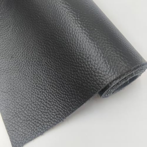 Genuine Leather Sheets, 1.1-1.5mm Thick Cowhide, - color: Pure Black 12 X 24 Square Inches