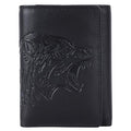 Wild Wolf Black Trifold Wallet for Men – Full-Grain Nappa Leather, RFID Blocking, Unique Embossed Design, Gift for Husband, Dad, or Boyfriend - style: Wild Wolf