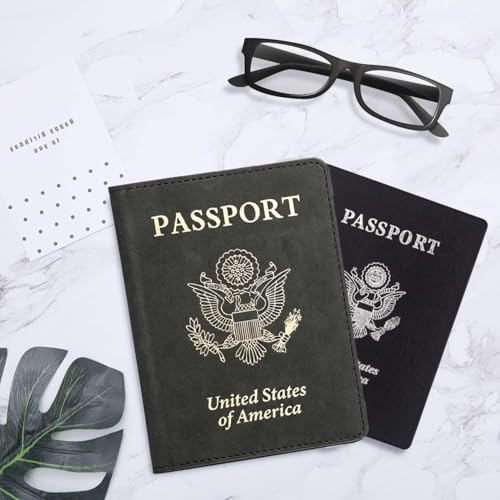 Passport Holder for Travel, US Passport Cover and Card Slot Combo - color: Black
