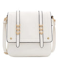 ALYSSA Double Compartment Large Flapover Crossbody Bag - color: White