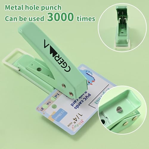 Single Hole Puncher, 1/4" Hole, 50% Labor Savings, Heavy Duty Metal Punch, 15 Sheet Capacity, for ID Cards, Chipboard, Art Project, Crafts Easy Punching, Green - size: Green 1 Pack