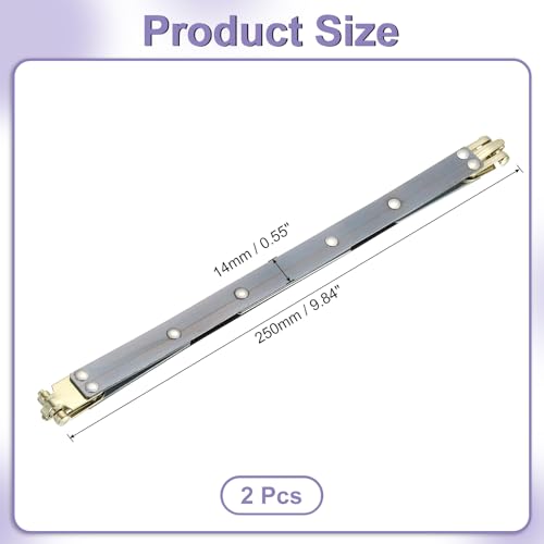 uxcell Metal Internal Flex Frames, 2 Pcs 9.84" x 0.55" Flex Frame Kiss Lock Clasp, Handbag Frame Hardware Accessories Bag Clip for DIY Clutch Coin Purse Handmade Sewing Making Craft - size: 9.84" x 0.55"