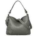 YALUXE Women's Real Leather Shoulder Bags Hobo Handbags Purse Crossbody Bag - color: Grey 2.0
