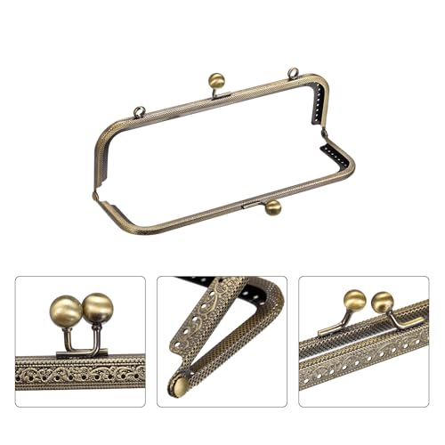 uxcell Metal Purse Frames - 8.07" 4Pcs Kiss Lock Clasp Frame Rectangle Embossed Clutch Frame Handles for Coin Purse Sewing Bag Making DIY Craft, Bronze - color: Bronze