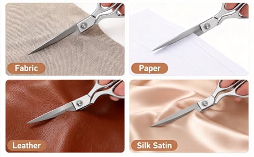 10.5 Inch Heavy Duty Ergonomic Grip Sharp Cutting Sewing Fabric Scissors | Sharp stainless steel blade, ergonomic grip; cuts fabric, leather, embroidery for tailors, dressmakers ,crafts