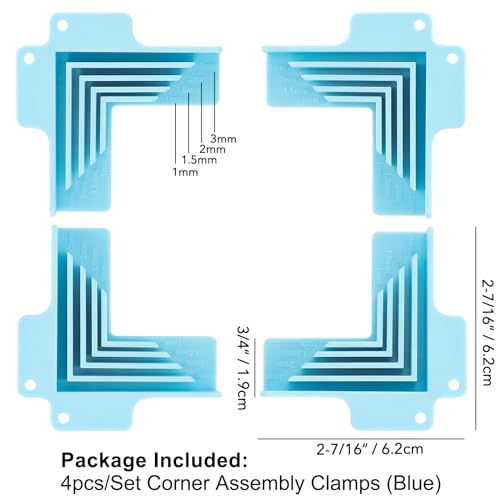 4Pack Corner/Divider Assembly,Clamps Corner Guides Cartonnage Corner Holding Tool (3 mm, 2 mm, 1.5 mm, 1 mm) Wide .for Book Covers, Chipboard Boxes, Dioramas - color: 4PCS Box Guide Blue
