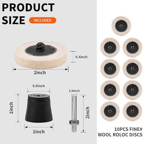 20Pcs 2" Quick Change Wool Polishing Pads Kit for 1/4 Die Grinder
