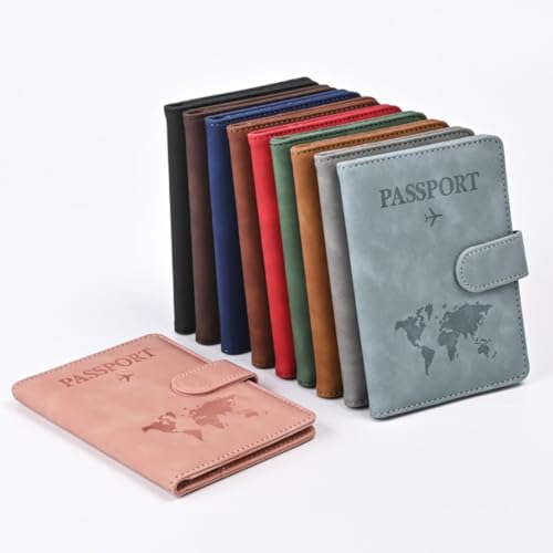 PU Leather Magnetic Buckle Multifunctional Passport Holder Wallet with RFID Blocking, SIM Card Storage, Map Exit Card Bag, Unisex Travel Document Organizer (Dark Blue) - color: dark blue